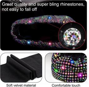 img 2 attached to Upgrade Your Car'S Style With Universal Rhinestone Mirror Accessories For Women - Shiny, Colorful And Elastic Plush Decorative Covers!
