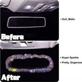 img 3 attached to Upgrade Your Car'S Style With Universal Rhinestone Mirror Accessories For Women - Shiny, Colorful And Elastic Plush Decorative Covers!