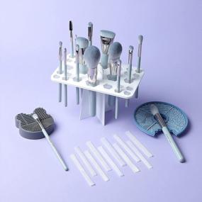 img 4 attached to 15PCS Makeup Brush Set Babyblue And Makeup Brushes Cleaning Set