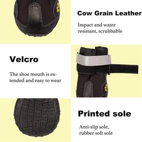 img 2 attached to 🐾 Waterproof Dog Booties with Reflective Straps & Anti-Slip Sole: Ultimate Paw Protector for Medium-Large Dogs (4Pcs)