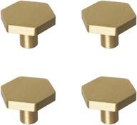 rzdeal set of 4 solid brass hexagon knob and pulls with brushed gold finish for shoe cabinets, dresser drawers, and more logo