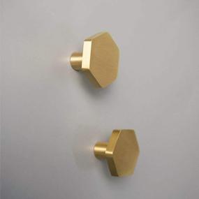 img 1 attached to RZDEAL Set Of 4 Solid Brass Hexagon Knob And Pulls With Brushed Gold Finish For Shoe Cabinets, Dresser Drawers, And More