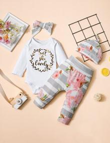 img 1 attached to 4PC Baby Girl Outfit Set - Newborn Infant Clothes With 'I'M New Here' Design For Cute Toddler Girls