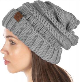 img 4 attached to Women'S Oversized Slouchy Beanie Hat Ribbed Knit Warm Cap By Funky Junque Exclusives