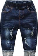 👶 kidscool space baby girl boy jeans: elastic waist ripped denim pants for little kids логотип