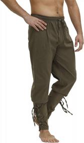img 4 attached to Мужские брюки эпохи Возрождения с манжетой на щиколотке, завязками, идеально подходят для костюмов викингов, навигаторов, пиратов и косплея
