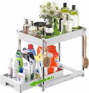 dusasa pull out under sink organizers and storage with sliding storage drawer, 2 tier sliding under bathroom cabinet sink organizer, under sink storage for bathroom kitchen cabinet white logo