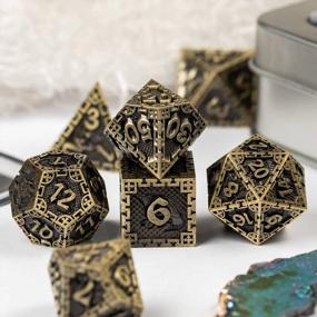img 1 attached to 7PCS Metal DND Dice Set, Polyhedral Dungeons And Dragons Dice For Role Playing Games (Ancient Bronze)