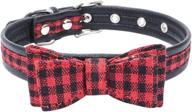 tangpan pet dog comfortable collar with bow-knot (red plaid,xsl) logo