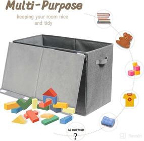 img 1 attached to 🧸 Homeily Kids Toy Box Chest: Flip-Top Lid, Net Bag & Durable Handles for Nursery and Home Organization (Grey)