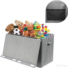 img 2 attached to 🧸 Homeily Kids Toy Box Chest: Flip-Top Lid, Net Bag & Durable Handles for Nursery and Home Organization (Grey)