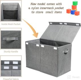 img 3 attached to 🧸 Homeily Kids Toy Box Chest: Flip-Top Lid, Net Bag & Durable Handles for Nursery and Home Organization (Grey)