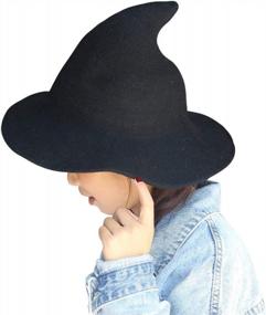 img 1 attached to Bestjybt Women Halloween Witch Hat Wool Knitted Cap For Party Masquerade Cosplay Costume Accessory Daily