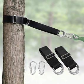 img 4 attached to 10FT Camping Hammock Tree Swing Straps Hanging Kit With 2 Heavy Duty Safety Lock Carabiner Hooks For Kids - 2 Pack (Black)