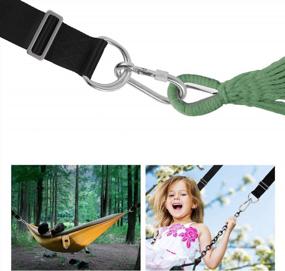 img 1 attached to 10FT Camping Hammock Tree Swing Straps Hanging Kit With 2 Heavy Duty Safety Lock Carabiner Hooks For Kids - 2 Pack (Black)