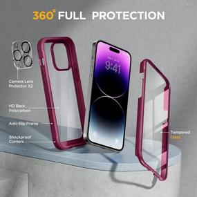 img 3 attached to Ultra-Protective Miracase Glass Series IPhone 14 Pro Max Case With Built-In Tempered Glass Screen Protector And Camera Lens Protectors In Chic Wine Red