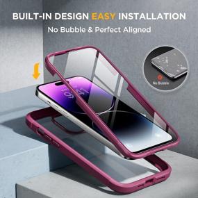 img 2 attached to Ultra-Protective Miracase Glass Series IPhone 14 Pro Max Case With Built-In Tempered Glass Screen Protector And Camera Lens Protectors In Chic Wine Red