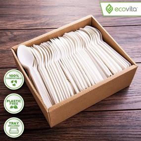 img 3 attached to 🌱 Ecovita 100% Compostable Spoons - 140 Large Disposable Utensils: Eco-Friendly, Durable, and Heat Resistant Alternative to Plastic Spoons with Convenient Tray