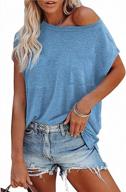 women's off the shoulder t shirt: lamissche summer casual loose cap sleeve tee top w/ oversized pocket logo