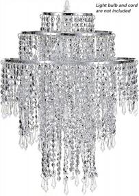 img 2 attached to Silver Acrylic Chandelier Shade, 3-Tier Beaded Pendant Lampshade With Crystal Beads And Chrome Frame For Bedroom, Wedding Or Party Decoration - 12.6 Inches Diameter