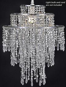 img 3 attached to Silver Acrylic Chandelier Shade, 3-Tier Beaded Pendant Lampshade With Crystal Beads And Chrome Frame For Bedroom, Wedding Or Party Decoration - 12.6 Inches Diameter
