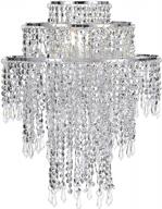 серебряная акриловая подвесная люстра, трехуровневая подвесная лампа со стеклянными бусами и хромированной рамой для спальни, свадьбы или оформления вечеринки - диаметр 12,6 дюйма. логотип