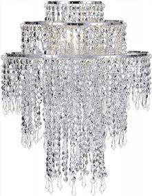 img 4 attached to Silver Acrylic Chandelier Shade, 3-Tier Beaded Pendant Lampshade With Crystal Beads And Chrome Frame For Bedroom, Wedding Or Party Decoration - 12.6 Inches Diameter