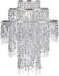 silver acrylic chandelier shade, 3-tier beaded pendant lampshade with crystal beads and chrome frame for bedroom, wedding or party decoration - 12.6 inches diameter logo