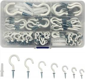 img 4 attached to 161Pcs Ceiling Hooks Assortment Kit - Vinyl Coated Cup Hooks For Hanging Plants, Lights, Wind Chimes & More (1/2" To 1-1/2") White - ECKJ