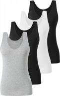 женские топы xelky с v-образным вырезом, 4 штуки в комплекте - легкие безрукавки, гладкие нательные рубашки со стретчем, обычные топы с широкими лямками (размеры s-xxl) логотип