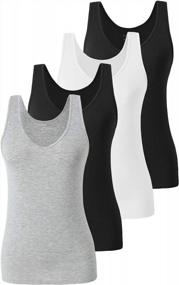 img 4 attached to Xelky Women's 4-Pack V-Neck Tank Tops - Lightweight Sleeveless Shirts, Plain Undershirts with Stretch, Basic Wide Strap Tanks (S-XXL)