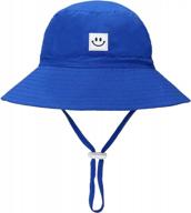 upf 50+ sun protective bucket hat for baby girl boy - smile face toddler beach cap with adjustable fit logo