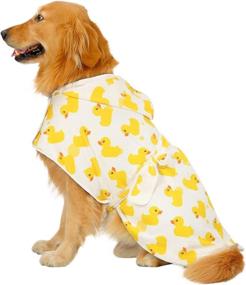 img 4 attached to Super Absorbent Dog Bathrobe with Hood for All Breeds - XL Size, White Rubber Ducks