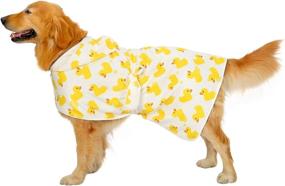 img 1 attached to Super Absorbent Dog Bathrobe with Hood for All Breeds - XL Size, White Rubber Ducks