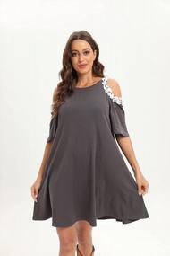 img 1 attached to Plus Size Summer Cotton Lace Dress With Pockets - Cold Sleeve Casual T Shirt Style For Women