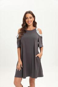 img 2 attached to Plus Size Summer Cotton Lace Dress With Pockets - Cold Sleeve Casual T Shirt Style For Women
