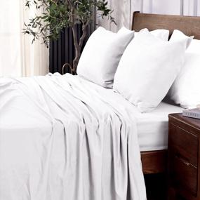img 4 attached to Soft And Luxurious Microfiber Bed Sheets For Full Size Bed - Thread Count 1800, Deep Pockets, 4-Piece Set In White Fashion - Perfect Fit!