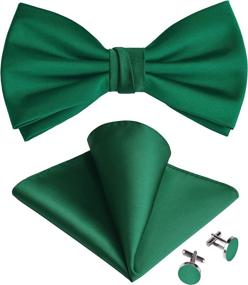 img 4 attached to GUSLESON Men'S Adjustable Pre-Tied Bow Tie And Pocket Square Cufflink Set In Solid Colors With Unique Wrapping And Gift Box