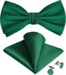 gusleson men's adjustable pre-tied bow tie and pocket square cufflink set in solid colors with unique wrapping and gift box logo