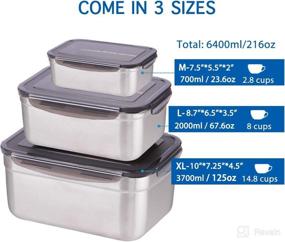 img 3 attached to 🥗 Sumerflos Large Stainless Steel Food Container Set - 3 Sizes (6400ml/220oz) - Reusable, Leakproof Storage Containers - Ideal for Kimchi, Fruit, Salad, Outdoor Picnic