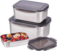 🥗 sumerflos large stainless steel food container set - 3 sizes (6400ml/220oz) - reusable, leakproof storage containers - ideal for kimchi, fruit, salad, outdoor picnic логотип