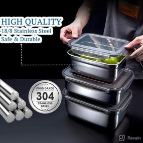 img 2 attached to 🥗 Sumerflos Large Stainless Steel Food Container Set - 3 Sizes (6400ml/220oz) - Reusable, Leakproof Storage Containers - Ideal for Kimchi, Fruit, Salad, Outdoor Picnic