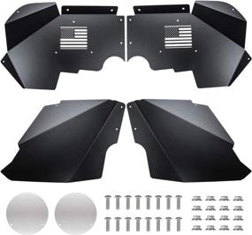 img 1 attached to SMALLFATW Front and Rear Aluminum Inner Fender Liner Set Compatible with Jeep Wrangler JK JKU, US Flag Pattern, Great Fit & Easy Installation, JK Accessories, Black 4PCS