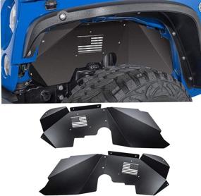 img 3 attached to SMALLFATW Front and Rear Aluminum Inner Fender Liner Set Compatible with Jeep Wrangler JK JKU, US Flag Pattern, Great Fit & Easy Installation, JK Accessories, Black 4PCS