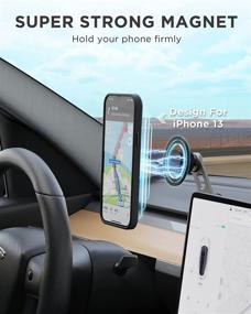 img 2 attached to 📱 Invisible Magnetic Phone Mount for Tesla Model 3/Y/X/S | Strong Magnet, Foldable & Extendable Arm | Free Rotation | Dashboard Screen Laptop Phone Holder