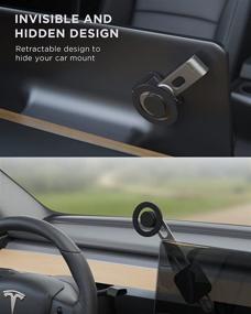 img 3 attached to 📱 Invisible Magnetic Phone Mount for Tesla Model 3/Y/X/S | Strong Magnet, Foldable & Extendable Arm | Free Rotation | Dashboard Screen Laptop Phone Holder