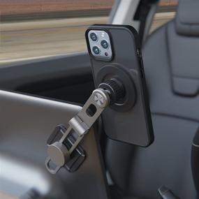 img 4 attached to 📱 Invisible Magnetic Phone Mount for Tesla Model 3/Y/X/S | Strong Magnet, Foldable & Extendable Arm | Free Rotation | Dashboard Screen Laptop Phone Holder