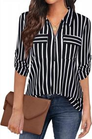 img 3 attached to Women'S 3/4 Sleeve Collared Blouse - Business Casual Zip Front V Neck Tunic Top By Bulotus