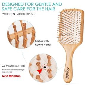 img 3 attached to Boar Bristle Hairbrush Set For Women Men Kids - 3 Pcs Wooden Paddle Brush & Tail Combs, Reducing Frizz On Long Thick Thin Curly Natural Hair Gift Care Package