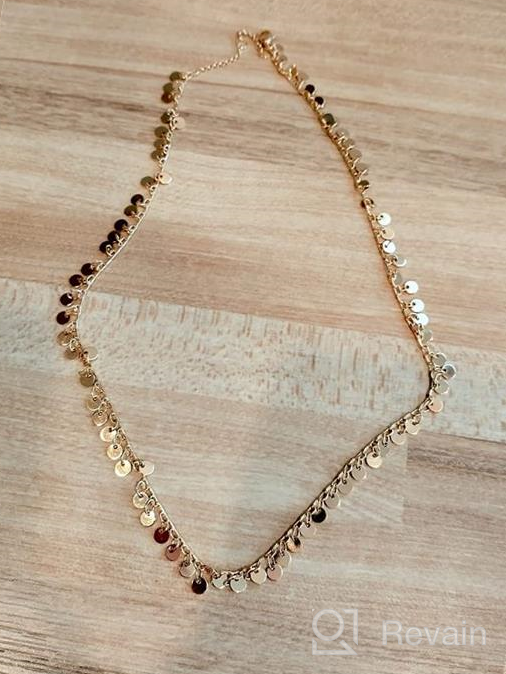 img 1 attached to 💎 LOYATA Women's 14K Gold Plated Choker Necklace with Bohemian Sequin Coins and CZ Evil Eye Hamsa Hand Pendant - Delicate Chain Necklace for Enhanced Style review by Scott Wallace